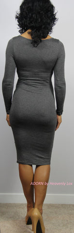 Reese bodycon Dress (Charcoal) - Heavenly Lox