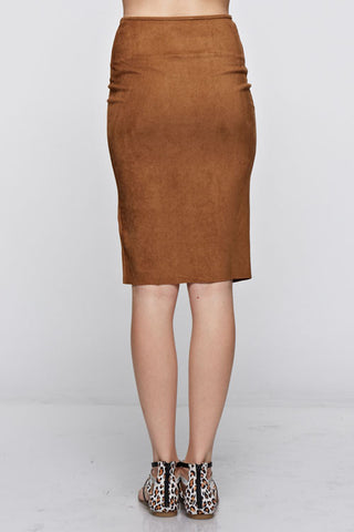 Suede Slit Skirt (camel) - Heavenly Lox