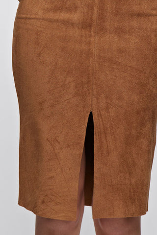 Suede Slit Skirt (camel) - Heavenly Lox